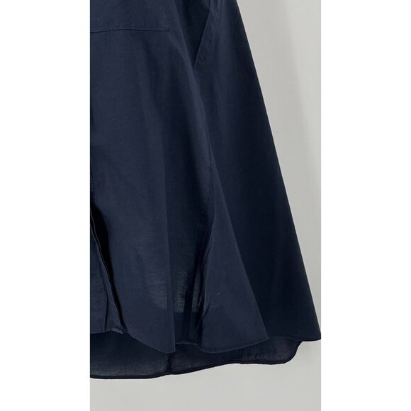 Anthropologie HD In Paris Sleeveless Button Up Shirt  Size 4 Navy Blue High Low - Picture 6 of 15